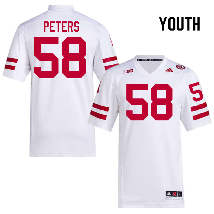 Youth #58 Jake Peters Nebraska Cornhuskers College Football Jerseys Stitched Sale-White